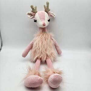 Mon Ami Freija the Pink Reindeer Plush 18" Eyelashes Fuzzy Long Legs Stuffed Toy